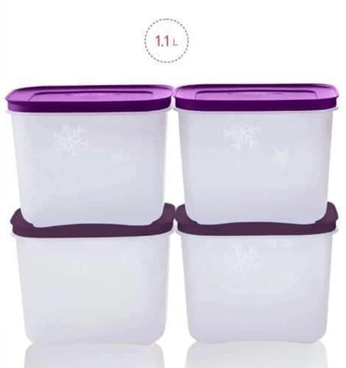 TUPPERWARE FREEZER MATES PLUS SET/4 DEEP - SHEER SNOWFLAKE PLUM SEALS NEW