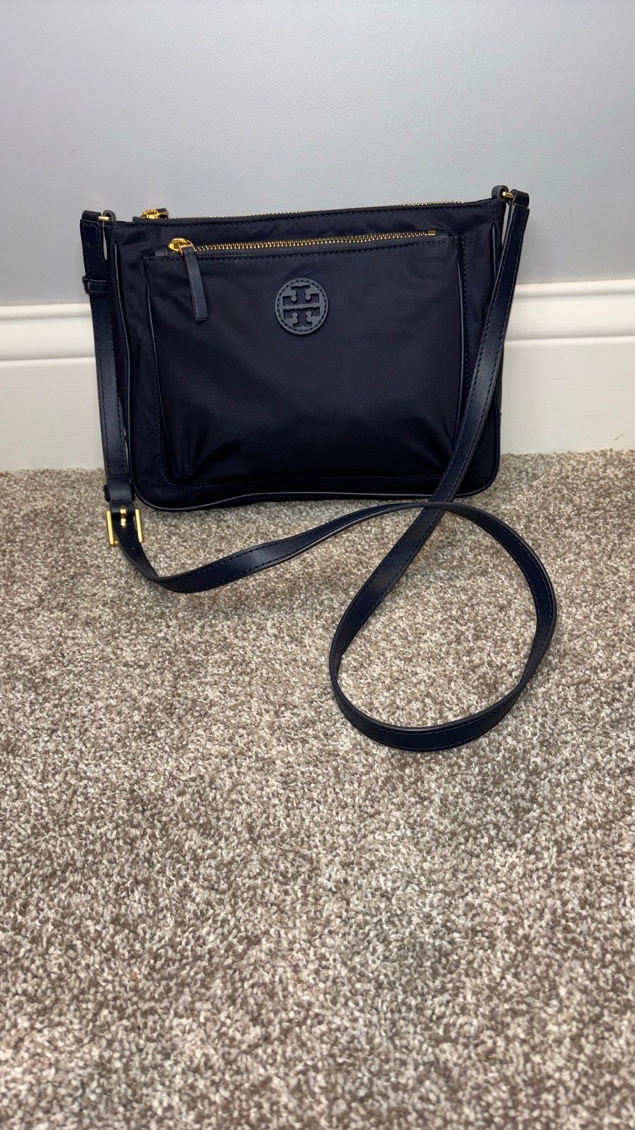 Tory Burch Navy Blue Nylon Swingpack / Crossbody Bag