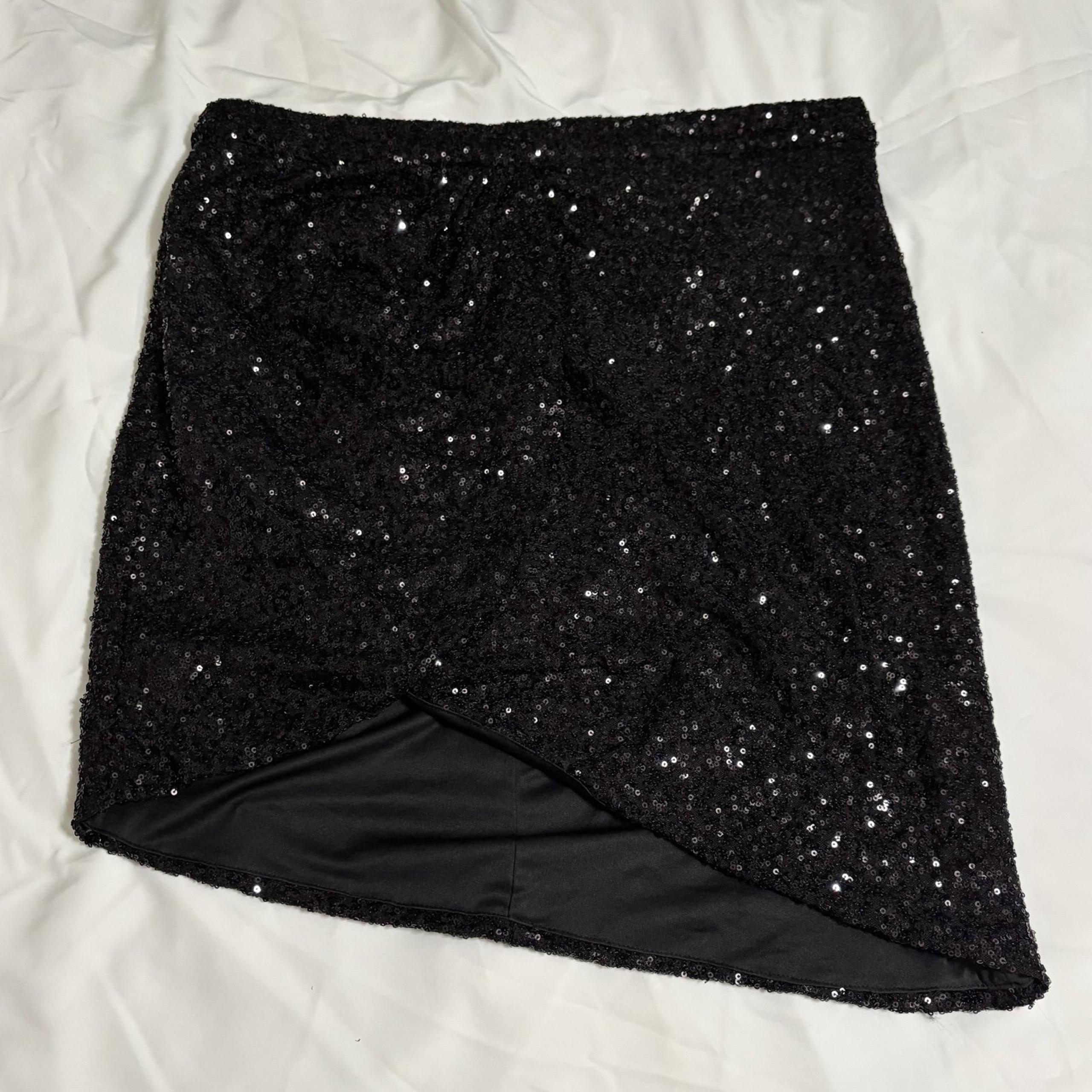 NWT Forever 21 Black Sequin Asymmetrical Party Mini Skirt Womens Plus Size 3X