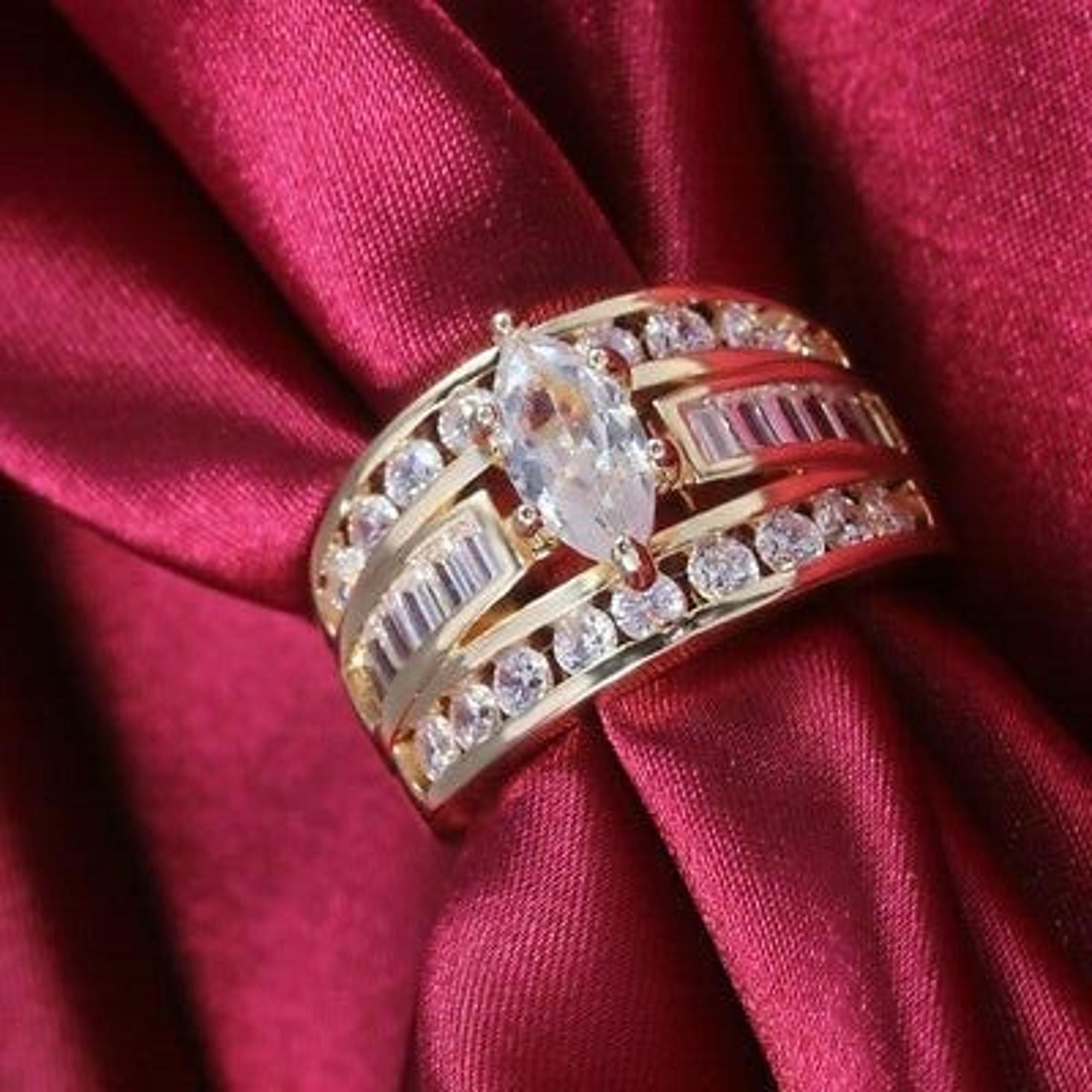 Sz10 Gold Marquise Cubic Zirconia Ring