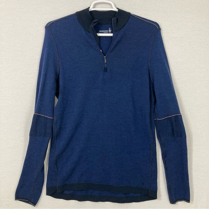Smartwool Navy Men's Intraknit 250 Thermal Merino Layer 1/4 Zip Sweater Large