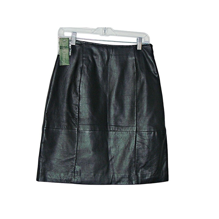 NEW Harve Benard Womens Genuine Leather Skirt Size 8 Black PL Polyester Lining