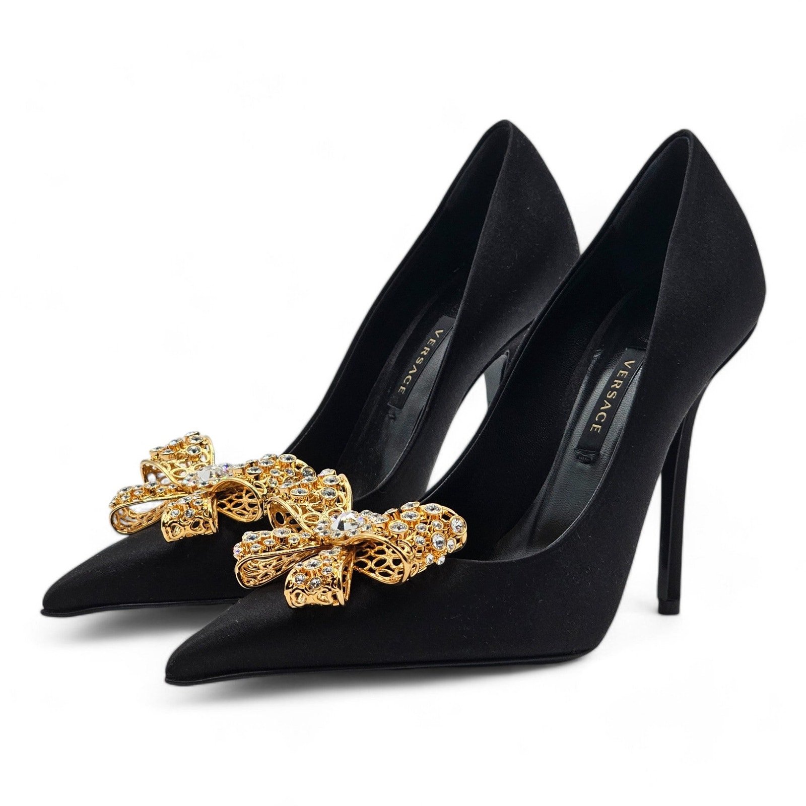 Versace Embellished Pumps 100 mm - Satin - Black - 36 1100