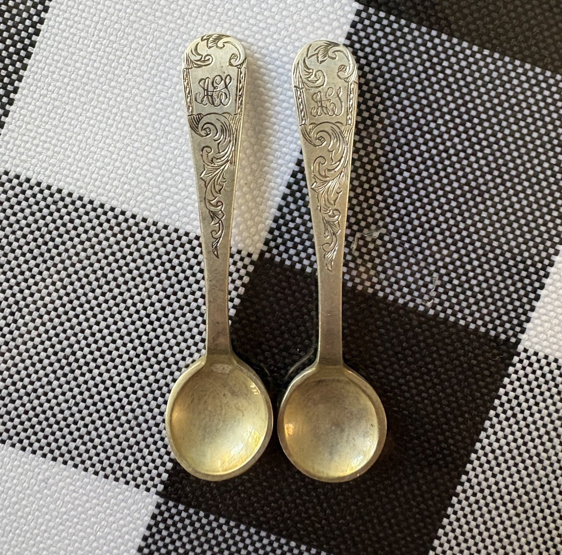 2 Gorham Sterling Silver Salt Spoon, 3 Grams, 1875-1899, Vintage Antique Spoon