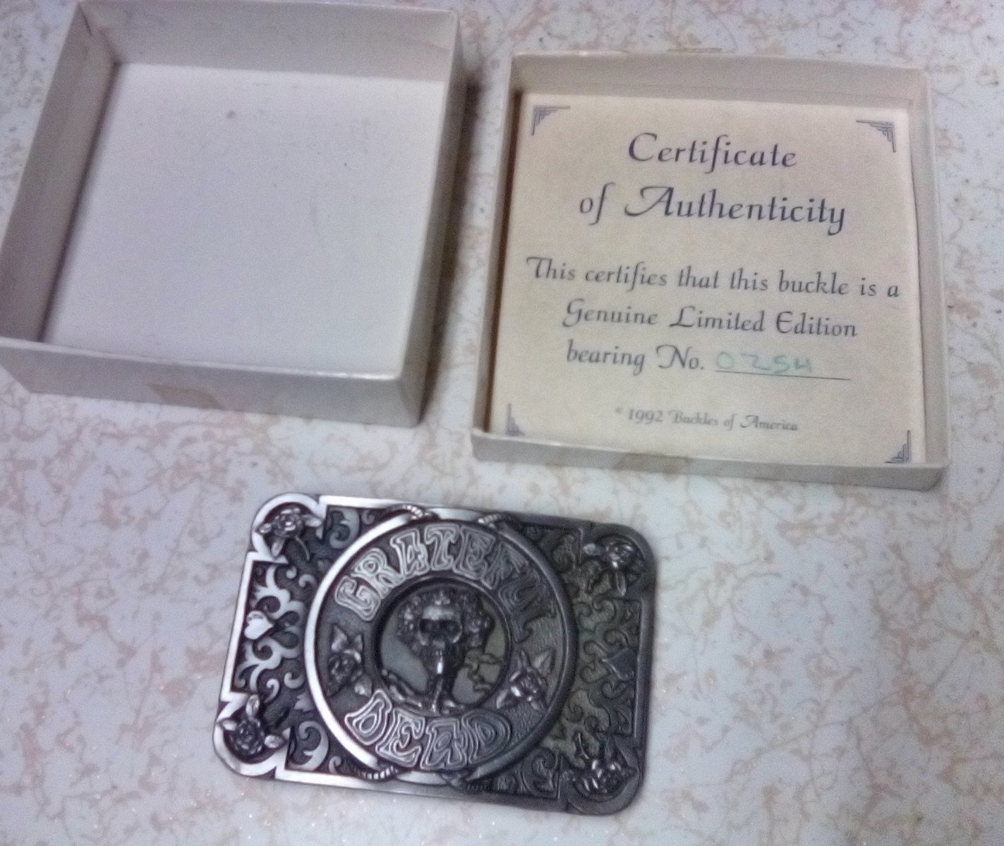 Vintage Grateful Dead Belt Buckle Limited Edition Skeleton and Roses Deadhead