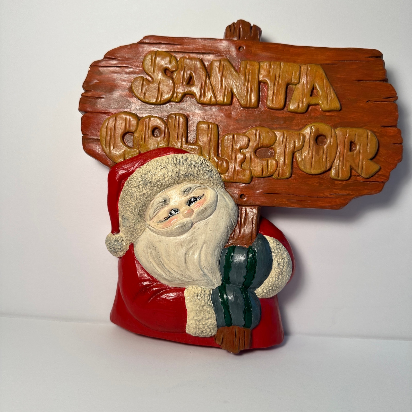 VTG Wooden Santa Clause Collector 7.25” Sign Folk Art Rare Dated Numbered READ