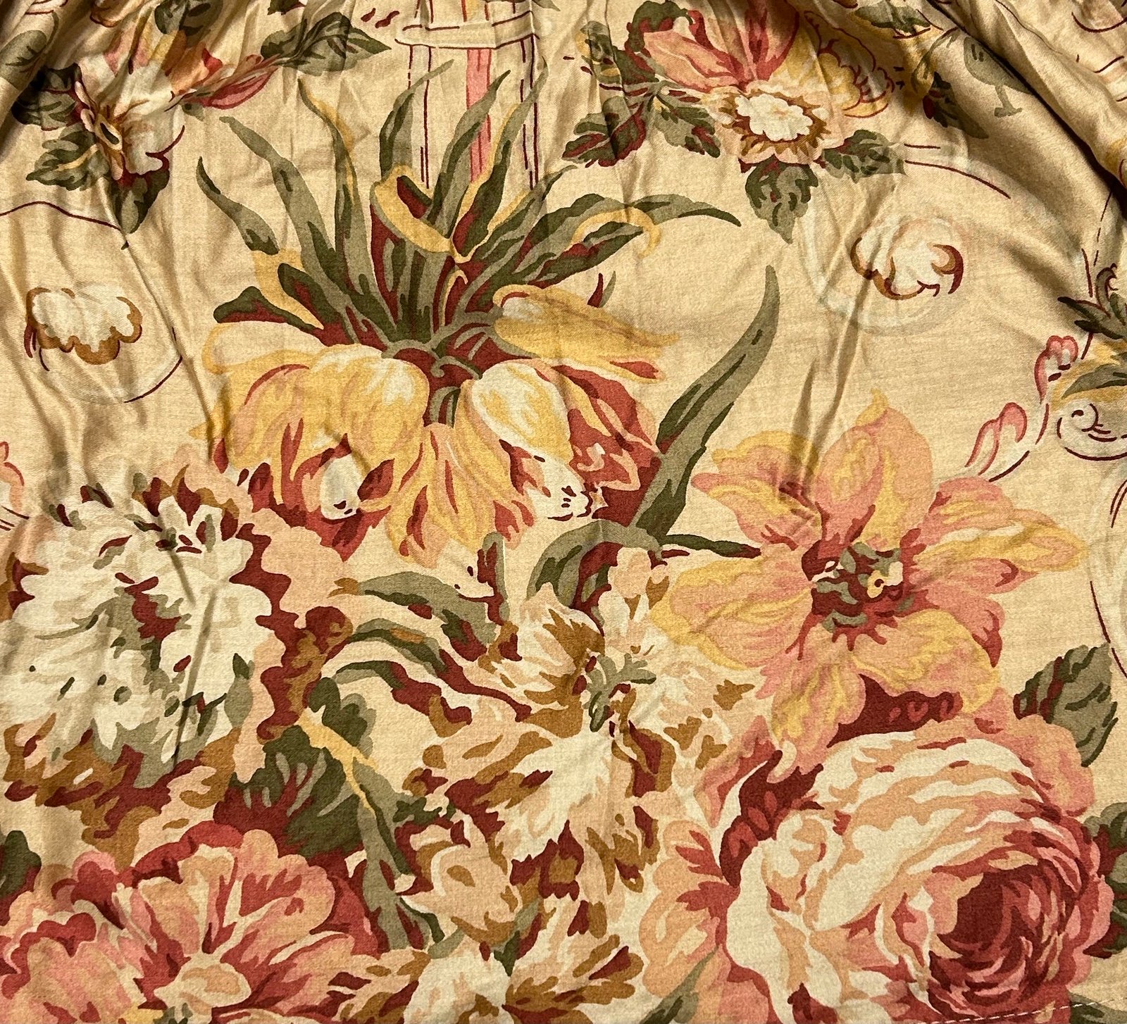 Ralph Lauren King Guinevere Bedskirt Dust Ruffle 15” Drop Floral Cotton