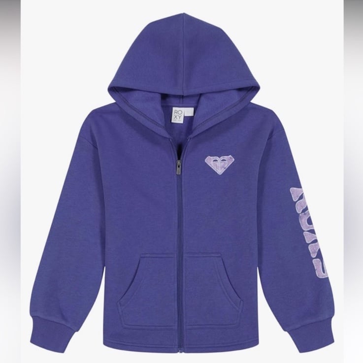 Roxy Girls Medium (8/10) Hoodie Full-Zip Fleece Sweatshirt in Marlin Wave NWT