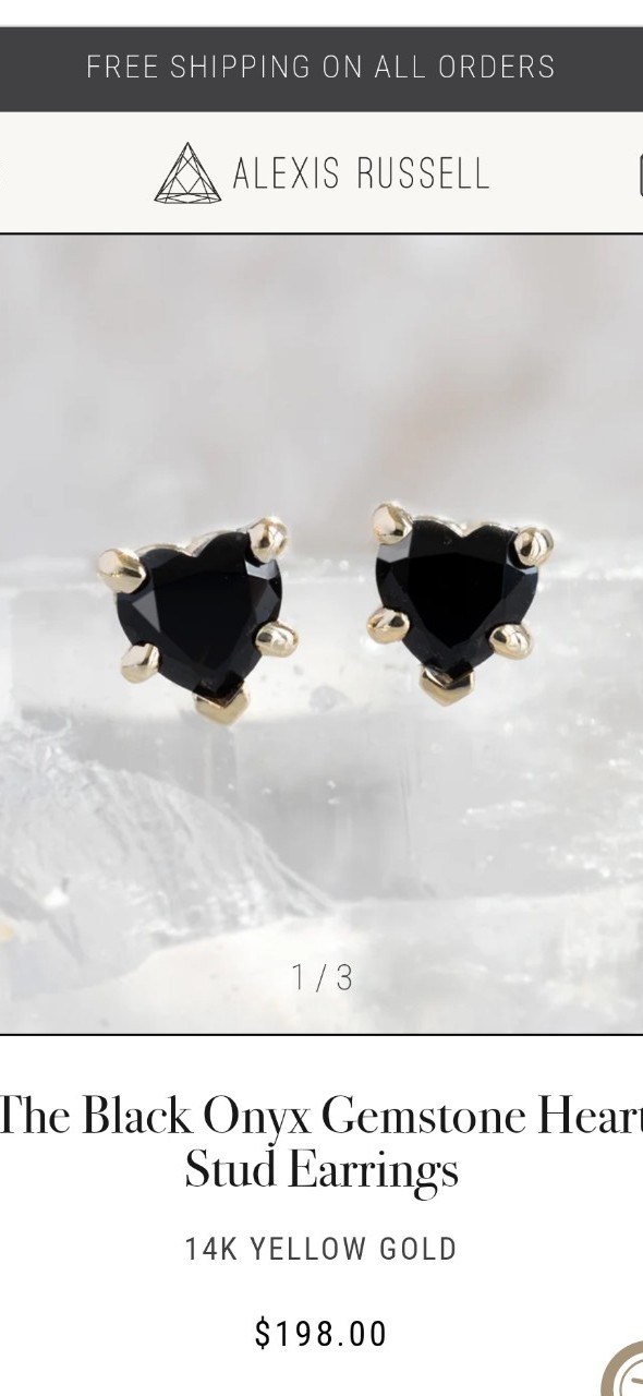 Alexis Russell 14k Gold Onyx Heart Studs