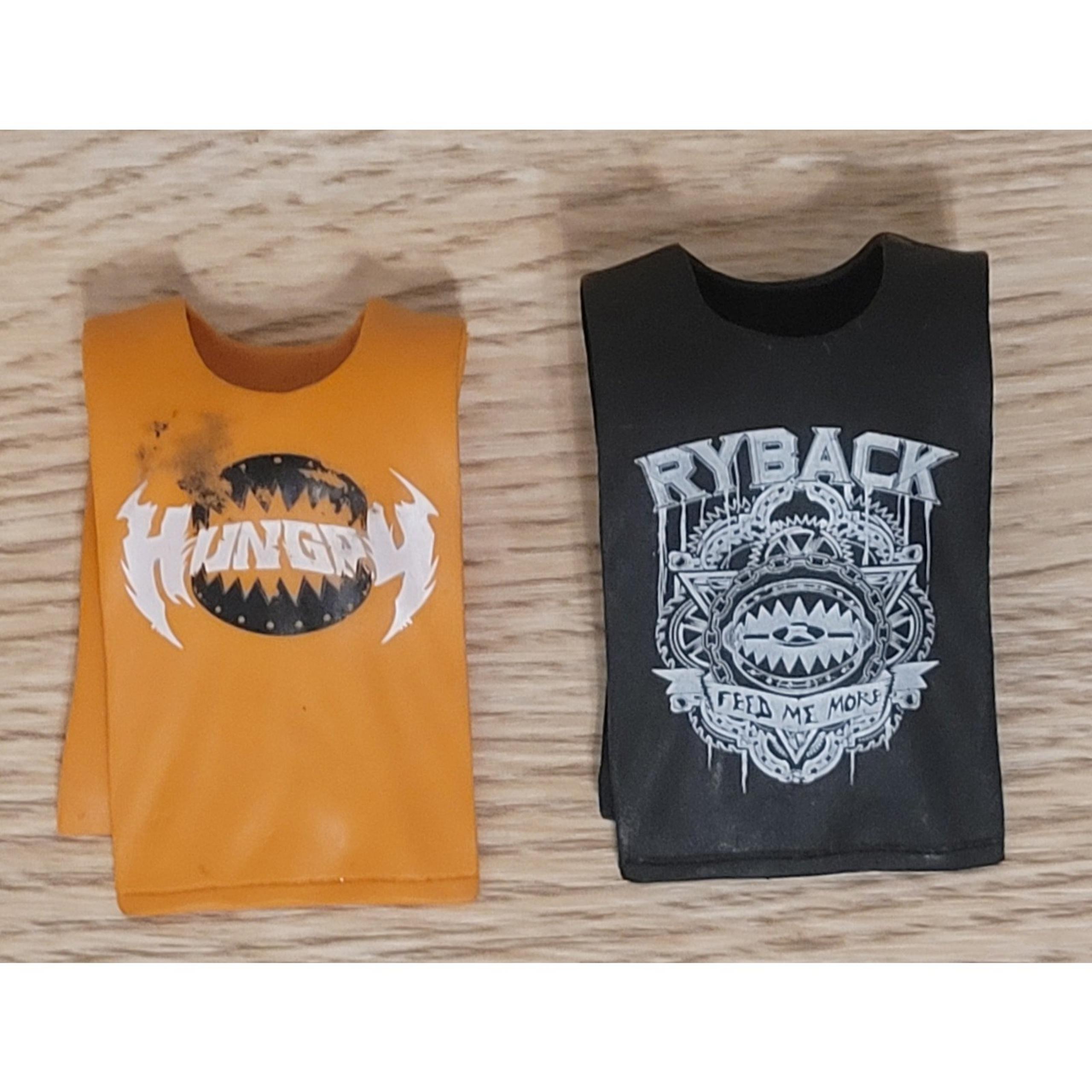 Lot Of 2 WWE Elite Collection Ryback Accessories T-Shirts Rubber Goods