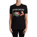 DOLCE & GABBANA BLACK COTTON CREWNECK TEE WITH UNIQUE WOMEN'S PRINT