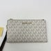 Michael Kors Jet Set Travel Double Zip Wristlet Signature PVC Vanilla/Dark Acorn