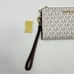 Michael Kors Jet Set Travel Double Zip Wristlet Signature PVC Vanilla/Dark Acorn