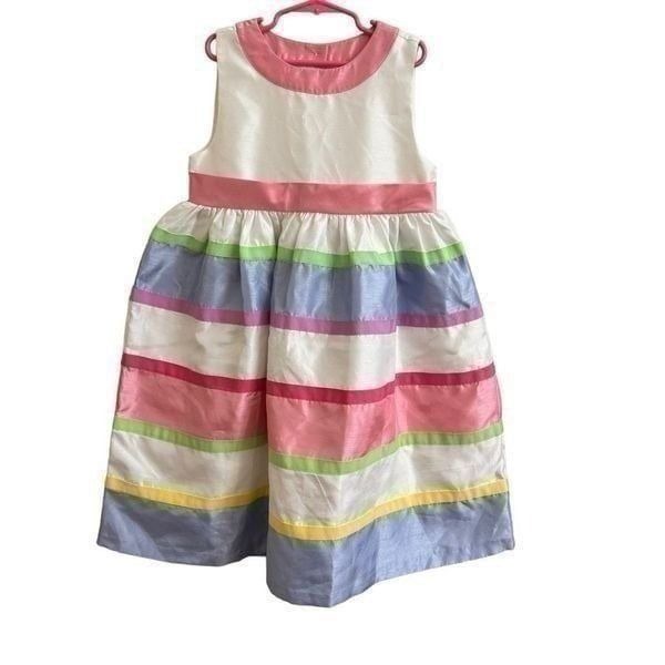 Gymboree Satin Sleeveless Pastel Striped Easter Dress Size 8 NEW Pink Purple