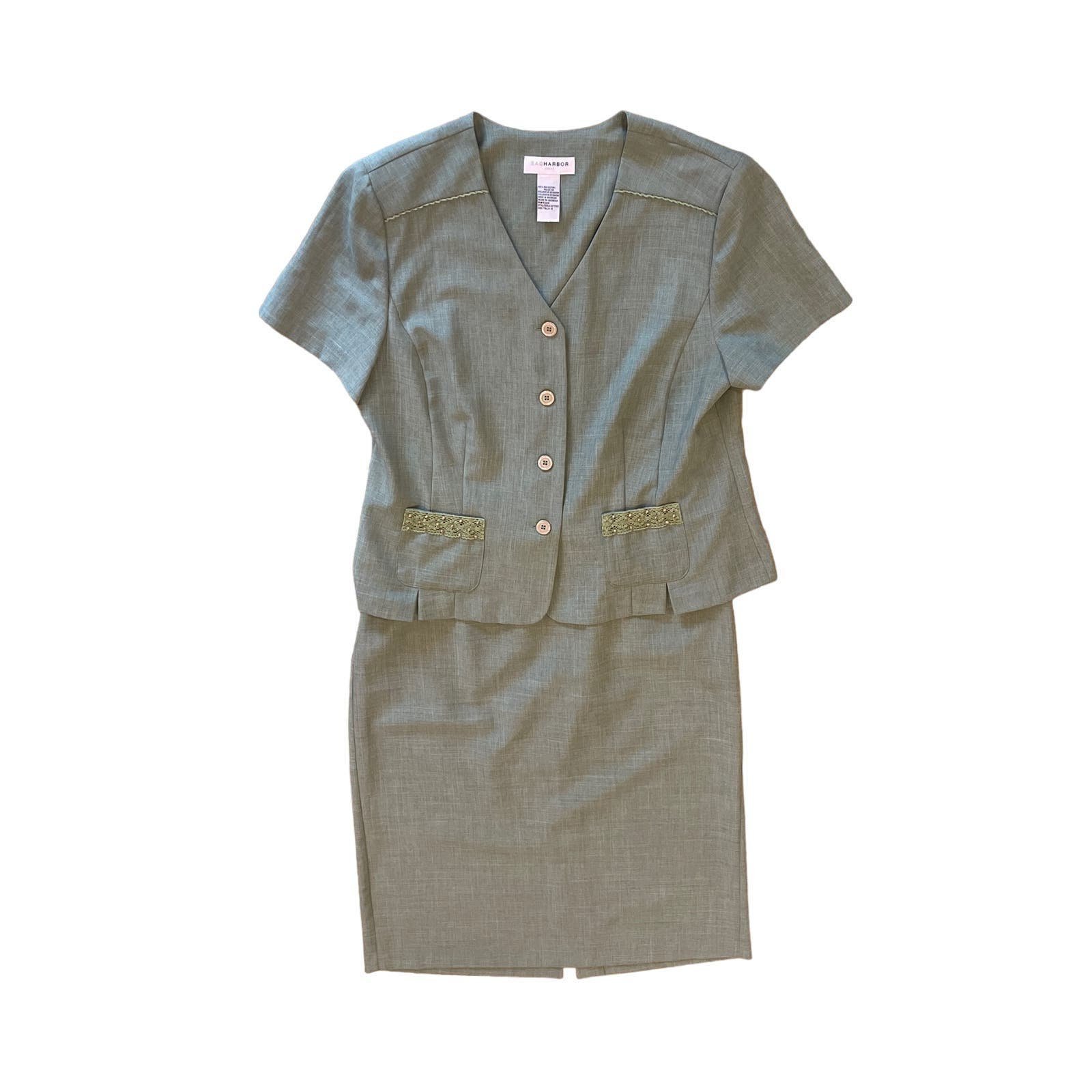 Womens 3 Pc. SAG HARBOR Dress Skirt, Pants, Shirt Green Vintage Sz 18