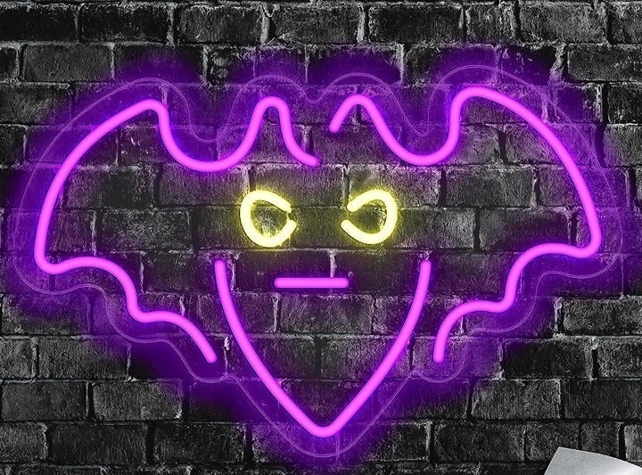 Spooky Bright Purple Bat LED Night Light Room Wall Decor