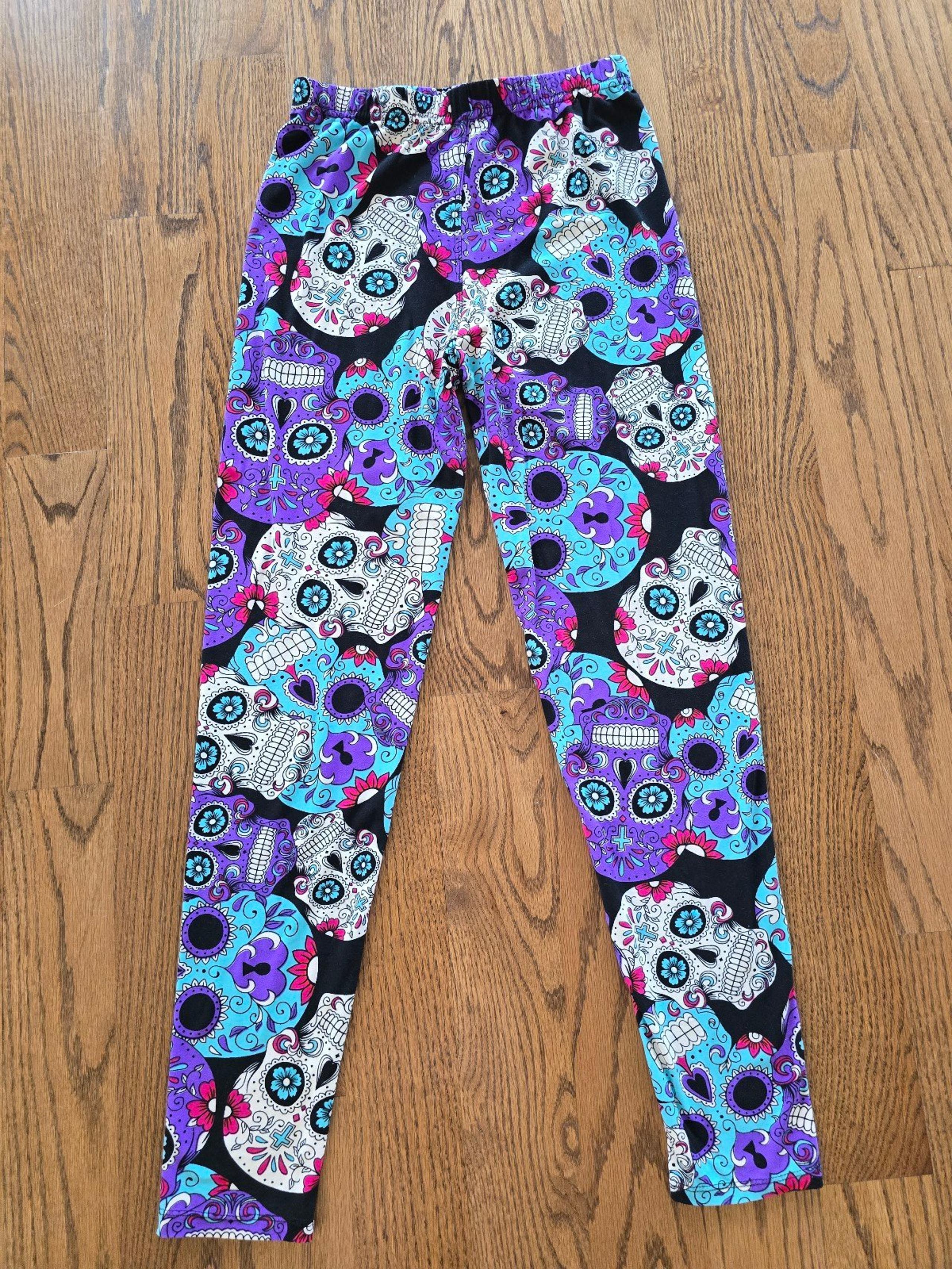 Leggings Depot Women's Leggings Multicolored Sugar Skull Print Size Small NWOTS!