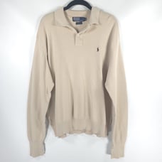 POLO RALPH LAUREN HONG KONG MADE VINTAGE Knit Collared LS Polo Shirt Size XL