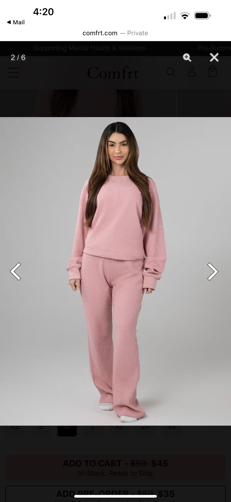 Comfrt waffle SET baby pink