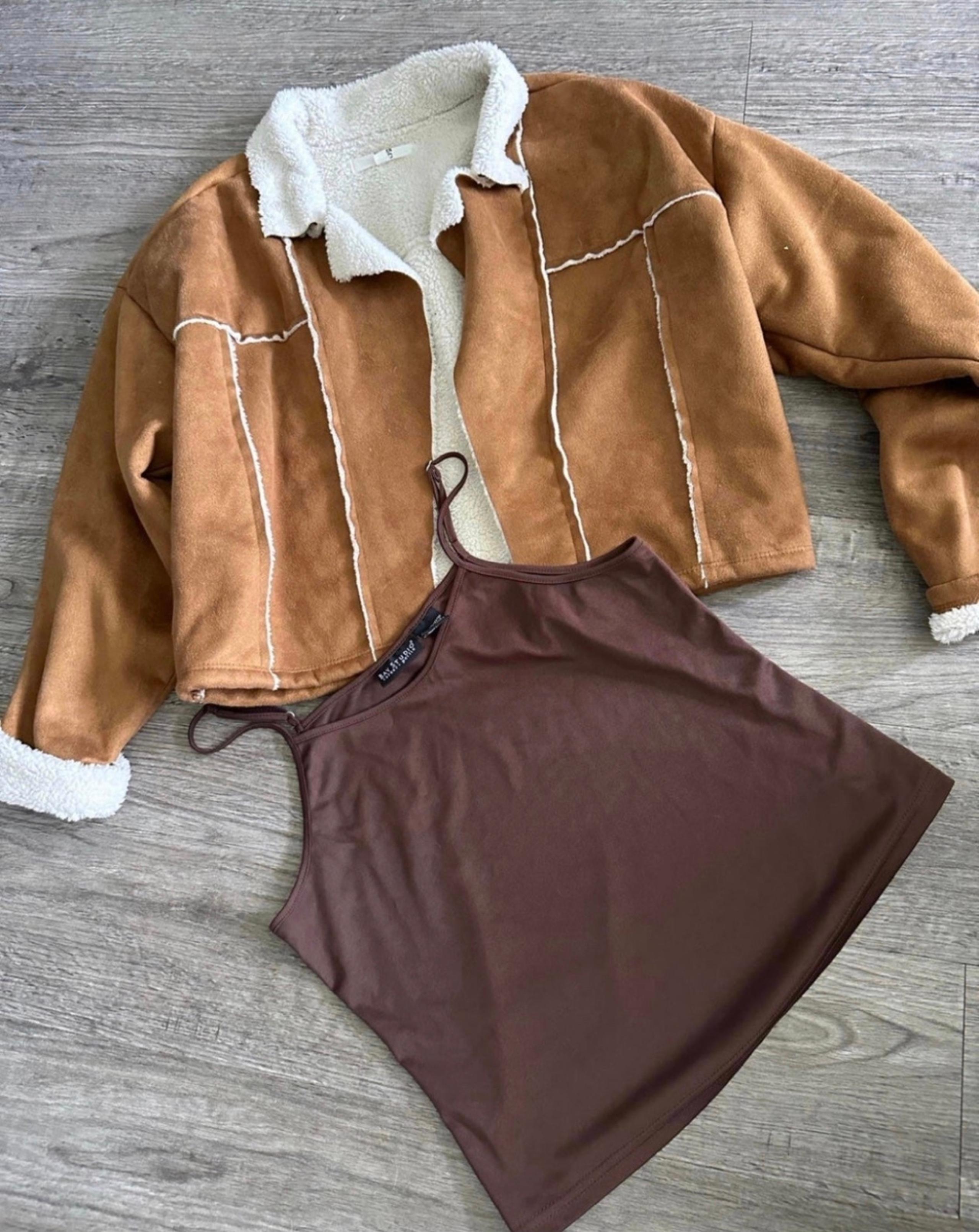 MADDEN THANKSGIVING WOMEN BROWN COZY WINTER JACKET CASUAL LOUNGE L LARGE