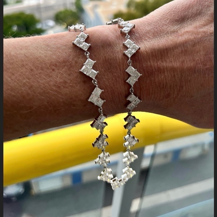 Princess cut Moissanite Tennis Chain