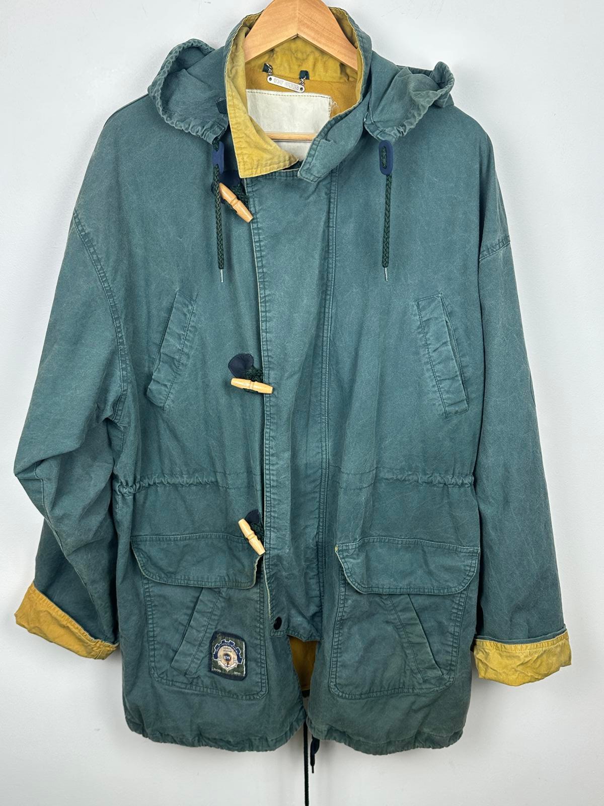 Vintage 90s Boat House Fishermancore Green Toggle Hooded Winter Jacket L Tall