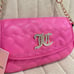 NEW Juicy Pink Straight From the Heart Shoulder Bag Heart Quilt Rhinestone Logo