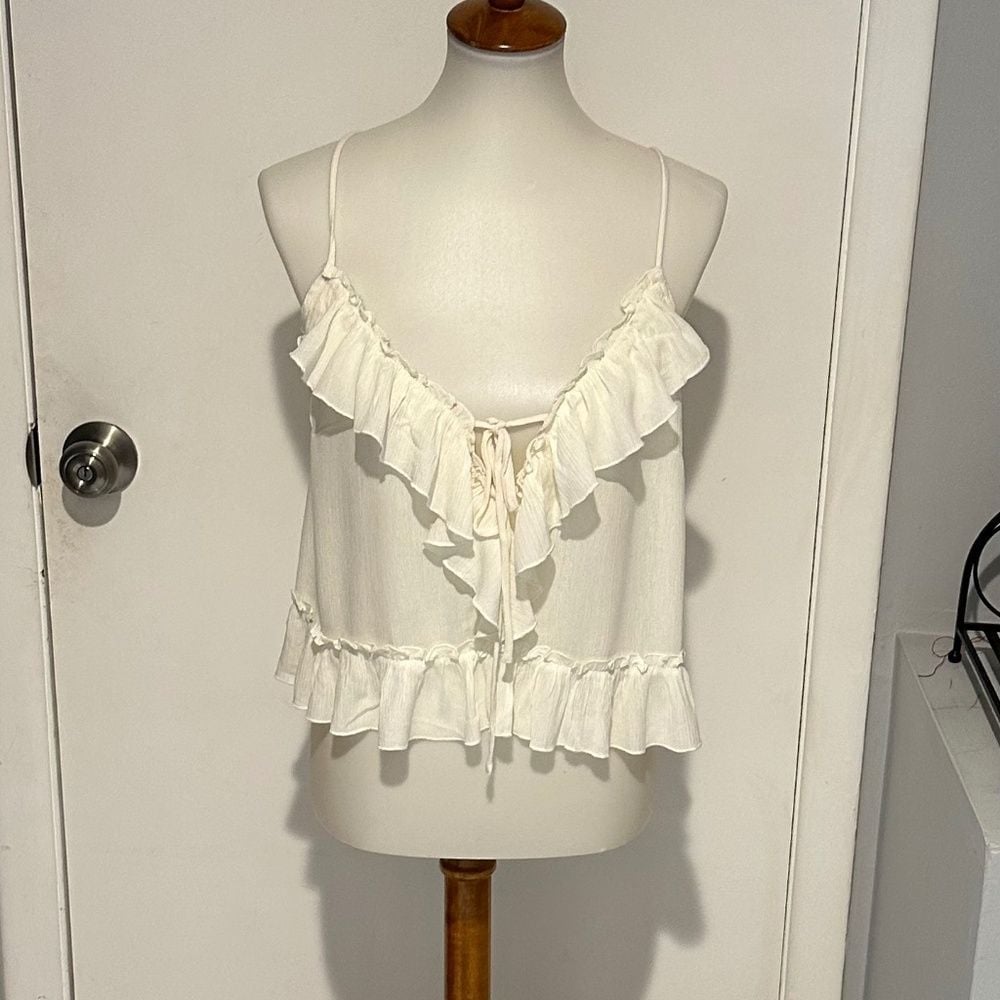 Mahina Ruffle Cami Ivory Top NEW with Tags - Size S.