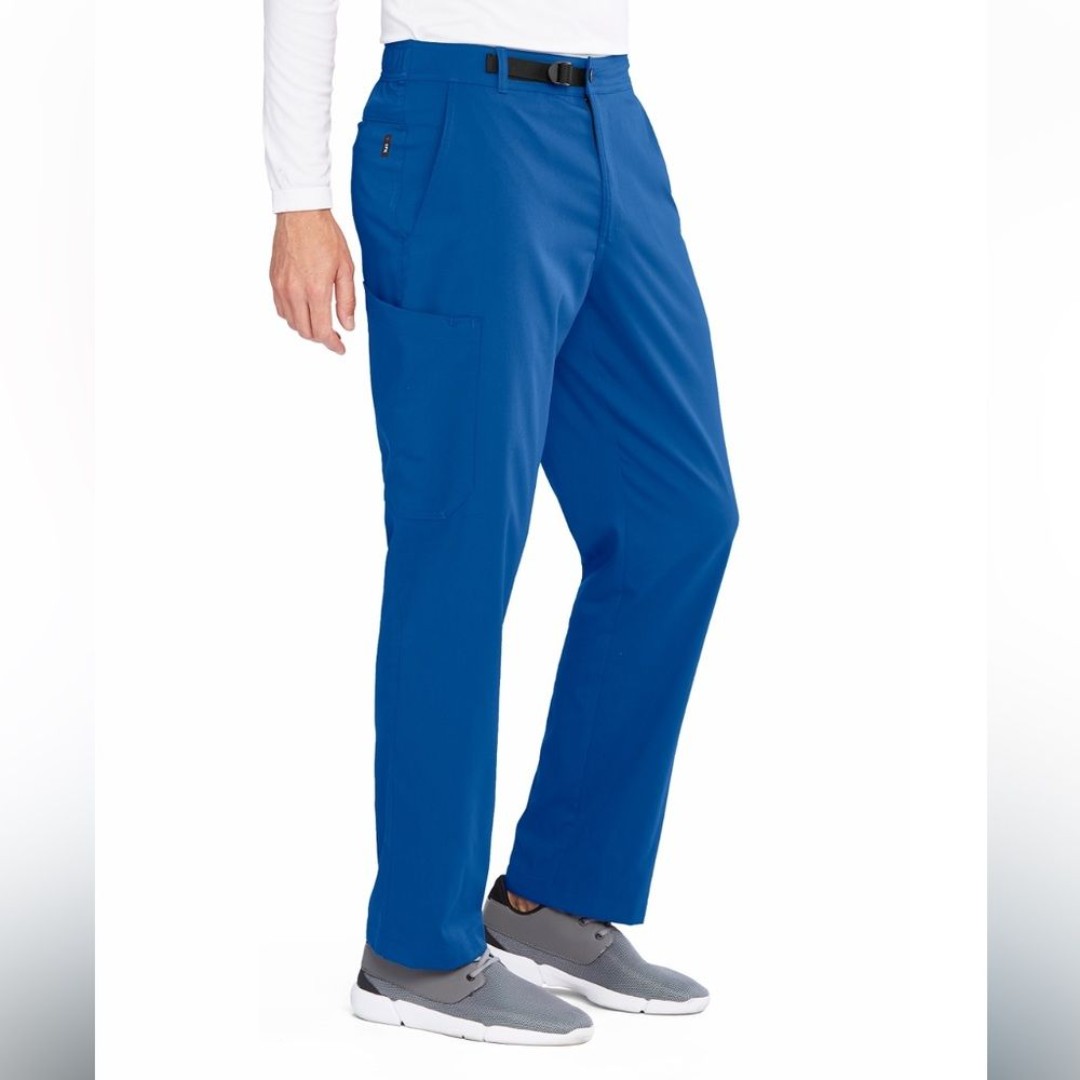 NWT Greys Anatomy Spandex Stretch Men's Belted Cargo Scrub Pants New Royal Sz XL