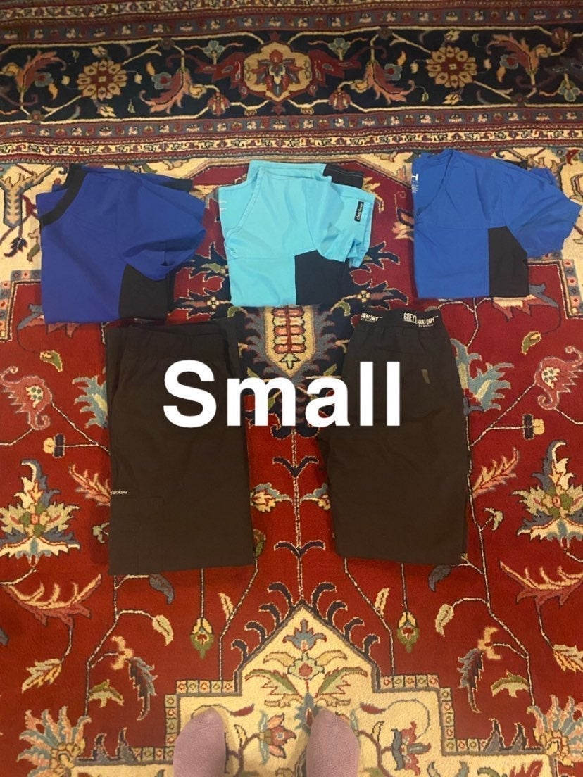 Blue scrub set bundle size small