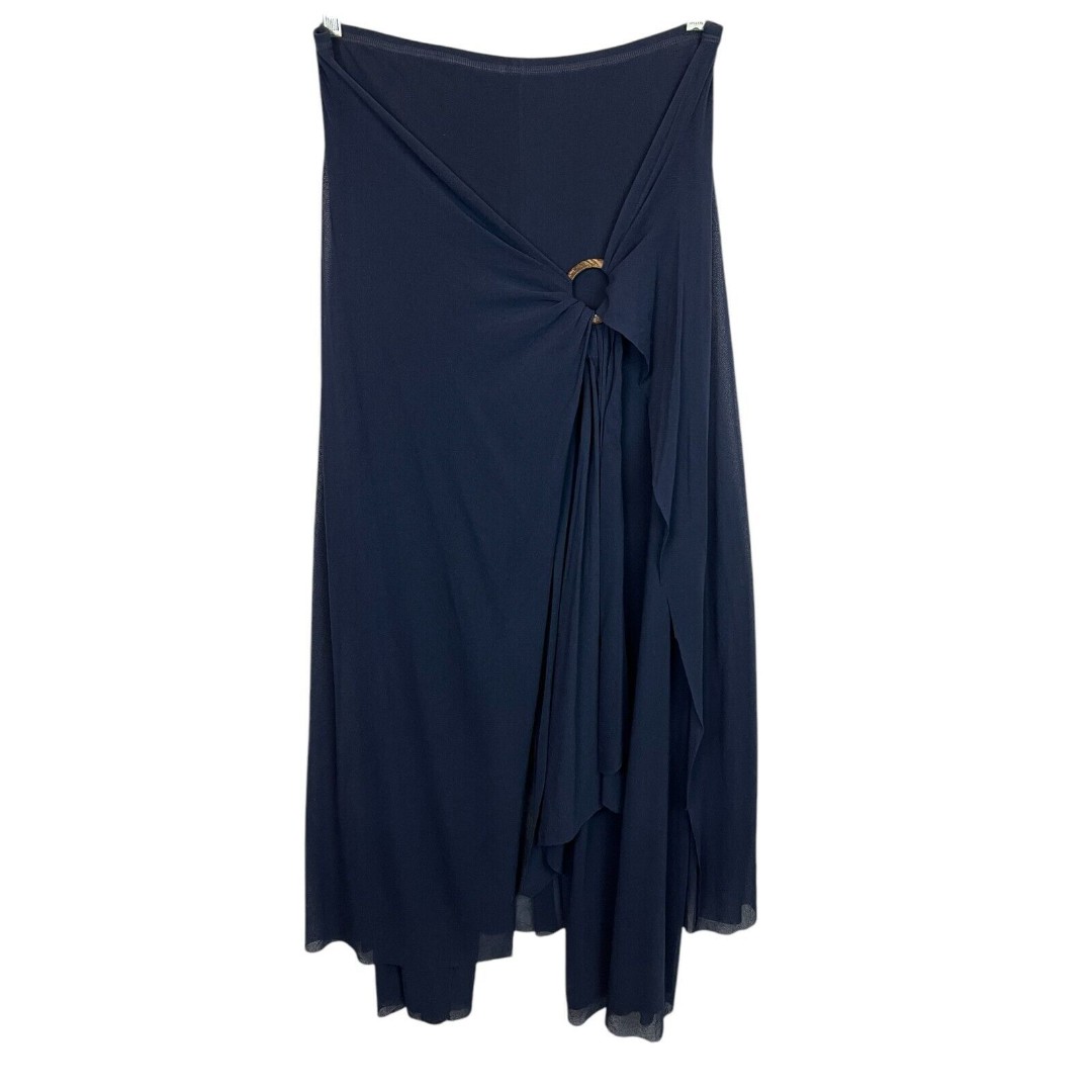 Petit Pois Viviana G Skirted Dressy Wide Leg Pants Women's Size L Navy Mesh