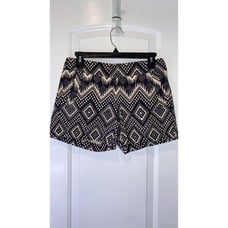 Crew | Black/Cream Aztec Boho Patterned Chino Shorts size 0
