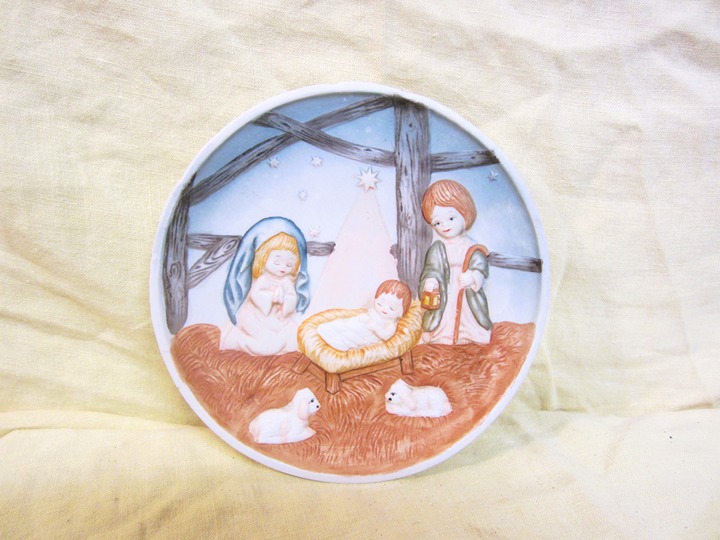 PlateRARE VTG FRANKEL NATIVITY DISPLAY PLATE, RAISED MANGER SCENE VTG 60'S RARE
