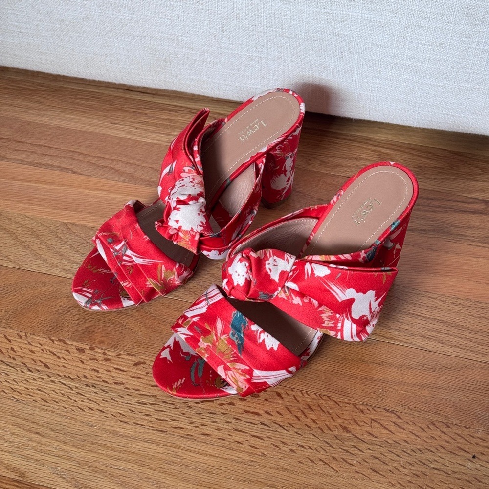 Lewit - Red Floral Print Mule Pump Size 38 1/2