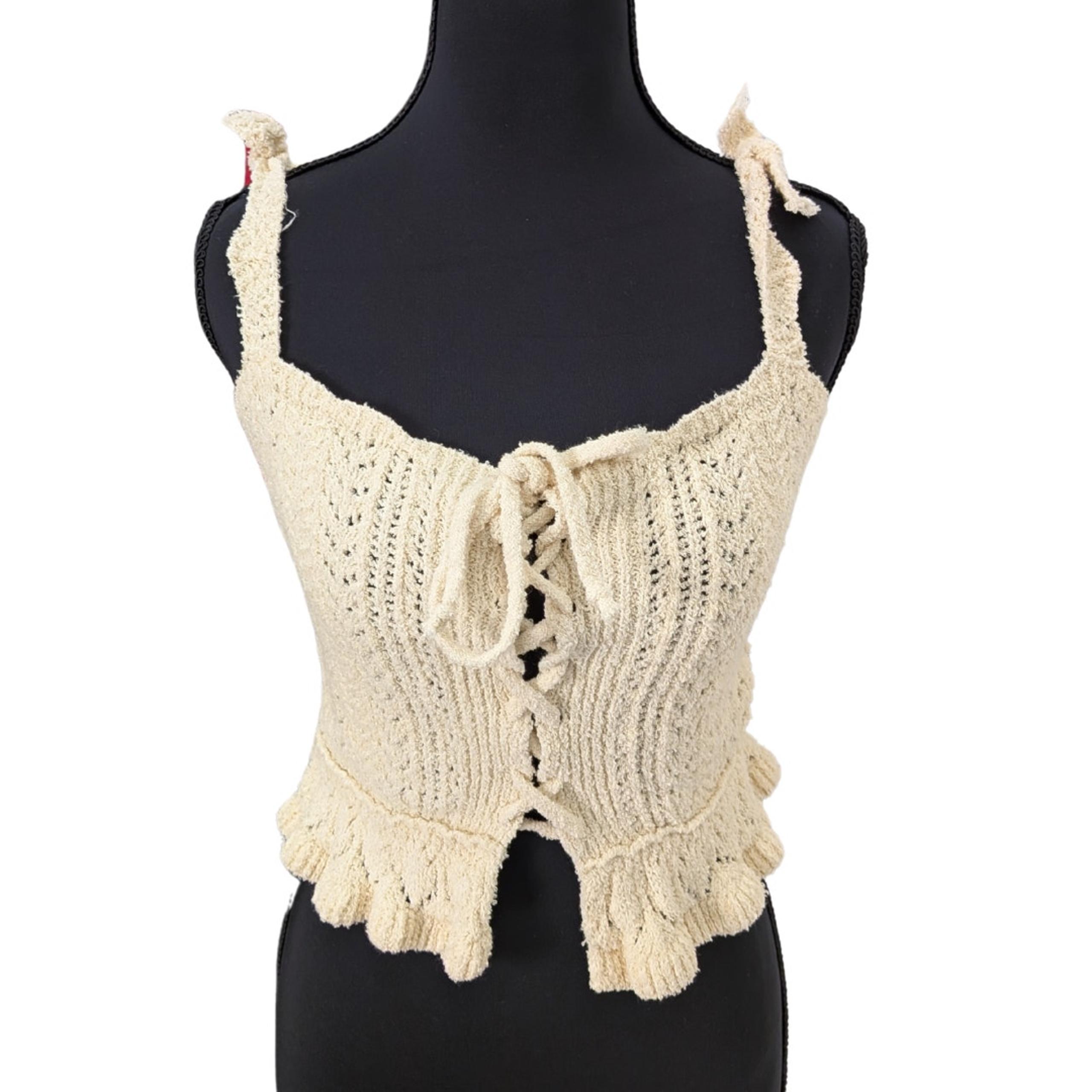 Urban Outfitters Cropped Knit Lace Up Peasant Tank Top | Women's S/P