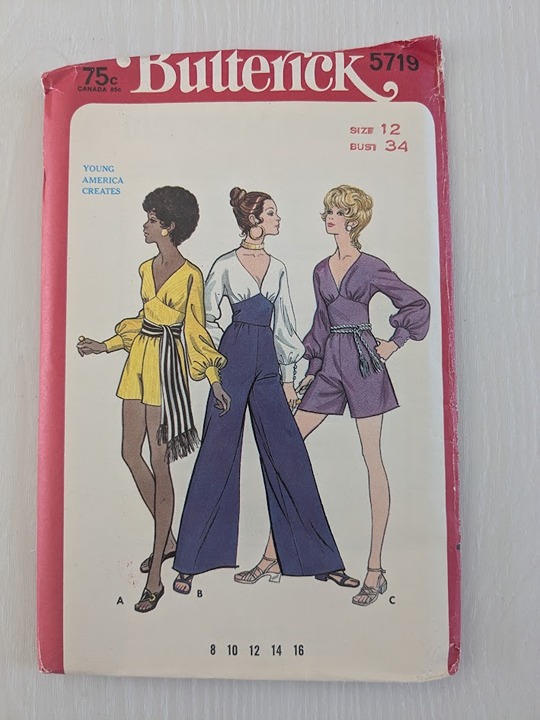 Uncut 12/34 1970s Vintage Sewing Pattern Butterick 5719 Jumpsuit Sash