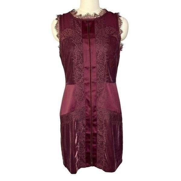 White House Black Market Burgundy Velvet Satin Cocktail Dress| 8P