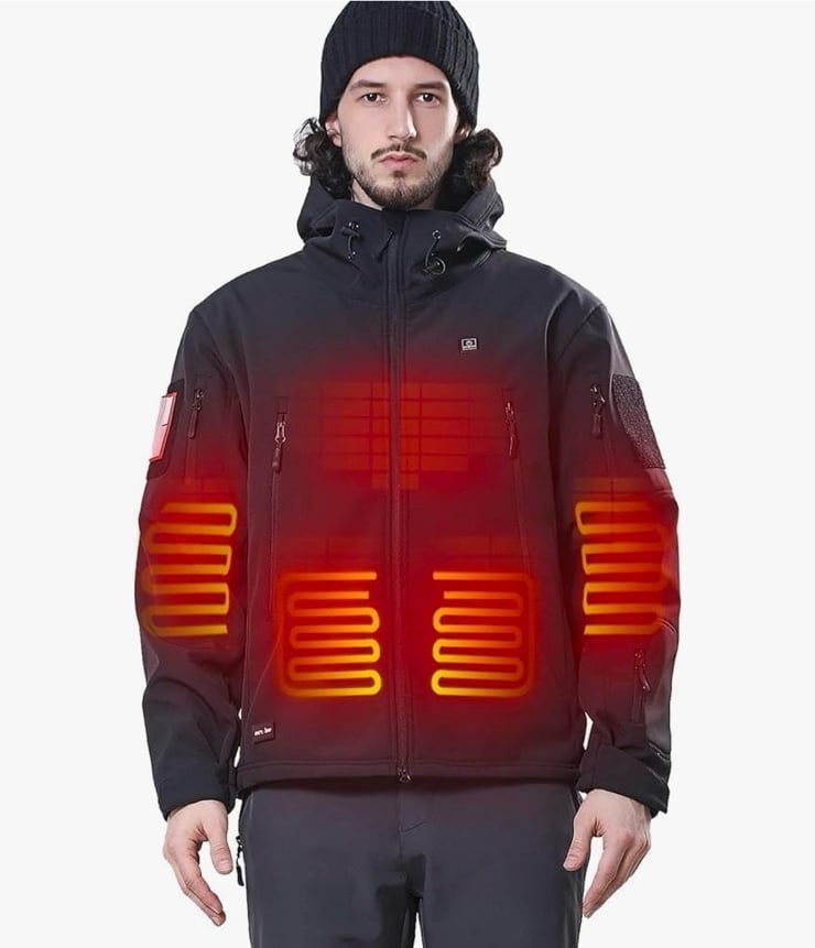 DEWBU Heated Jacket for Men with 5V Battery Pack Winter Outdoor Electric Heating