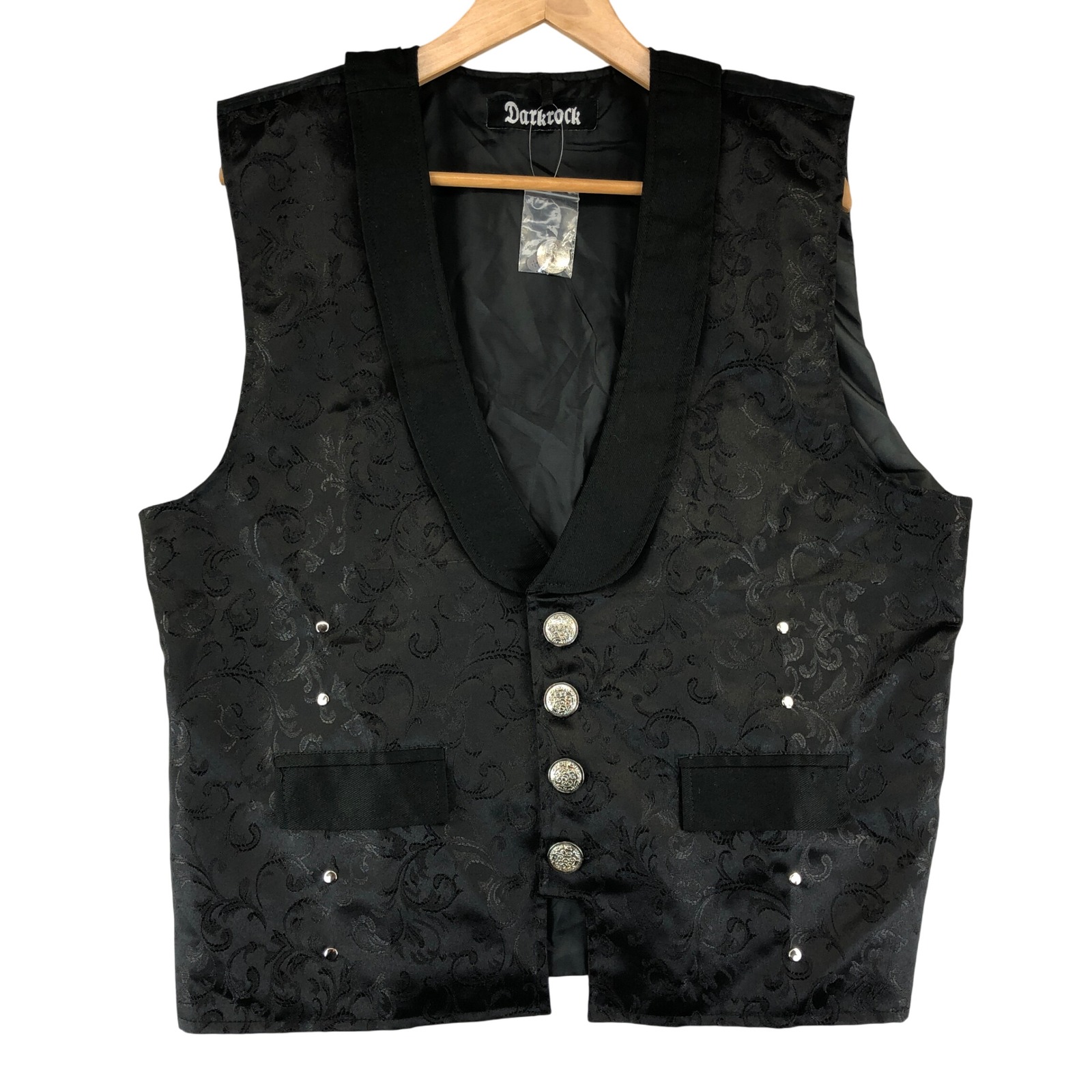 Darkrock Vest Jacquard Shawl Lapel Steampunk Goth Waistcoat Mens L/XL Regency