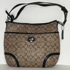 Coach Signature Coated Canvas Purse Convertible Strap Hobo Bag Crossbody J1281