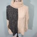 Karen Millen Mixed Knit Turtleneck Sweater Wool Cream Gray Side Split small