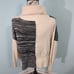 Karen Millen Mixed Knit Turtleneck Sweater Wool Cream Gray Side Split small