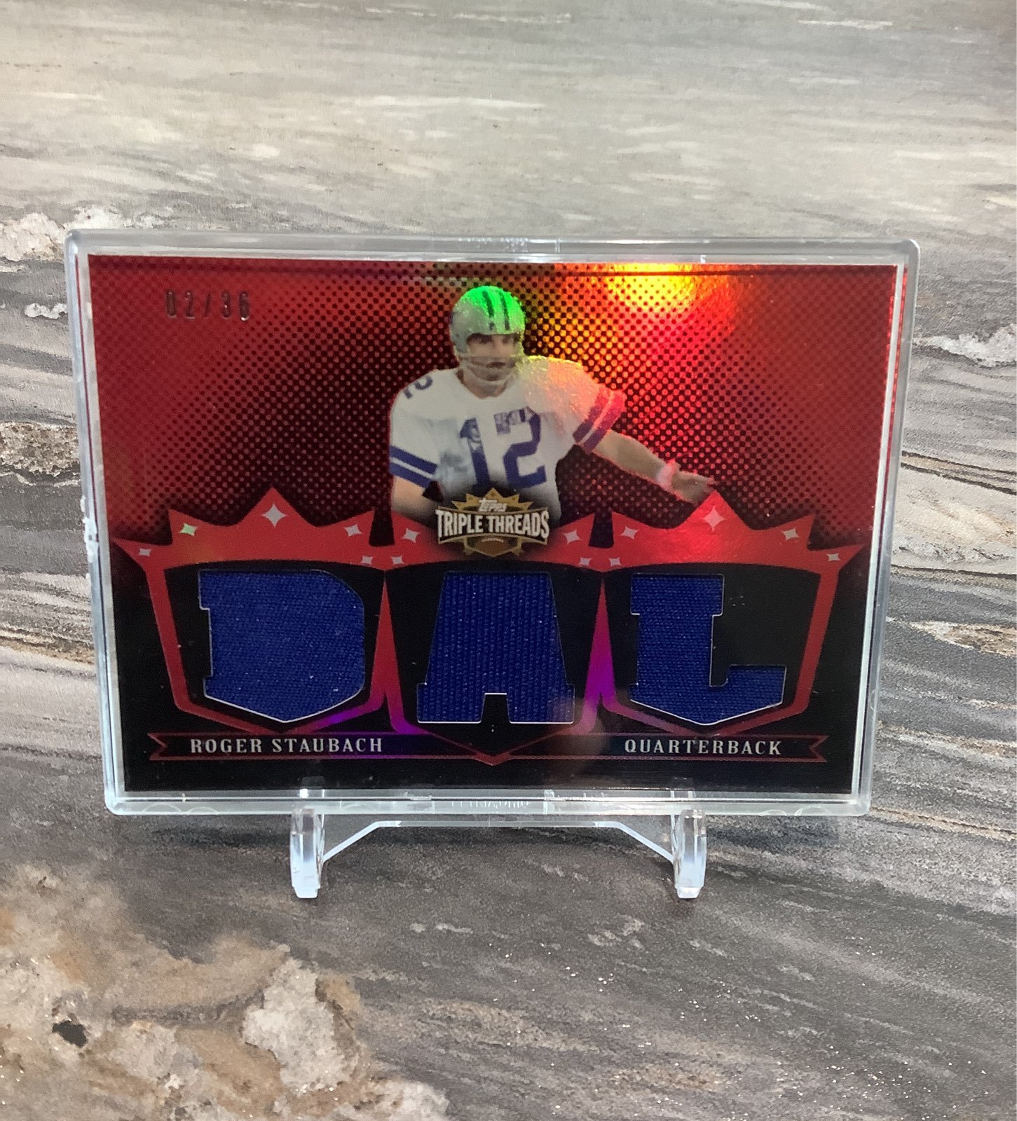 Roger Staubach Triple Threads 3 Patch Card 2/36