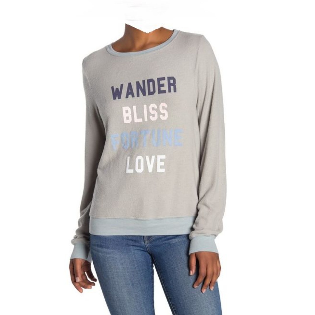 WILDFOX Wander Bliss Fortune Love Pullover Sweater Sweatshirt NEW Tags Size S
