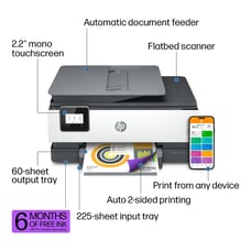 HP OfficeJet 8015e Wireless Color All-In-One Printer (White) - 228F5A