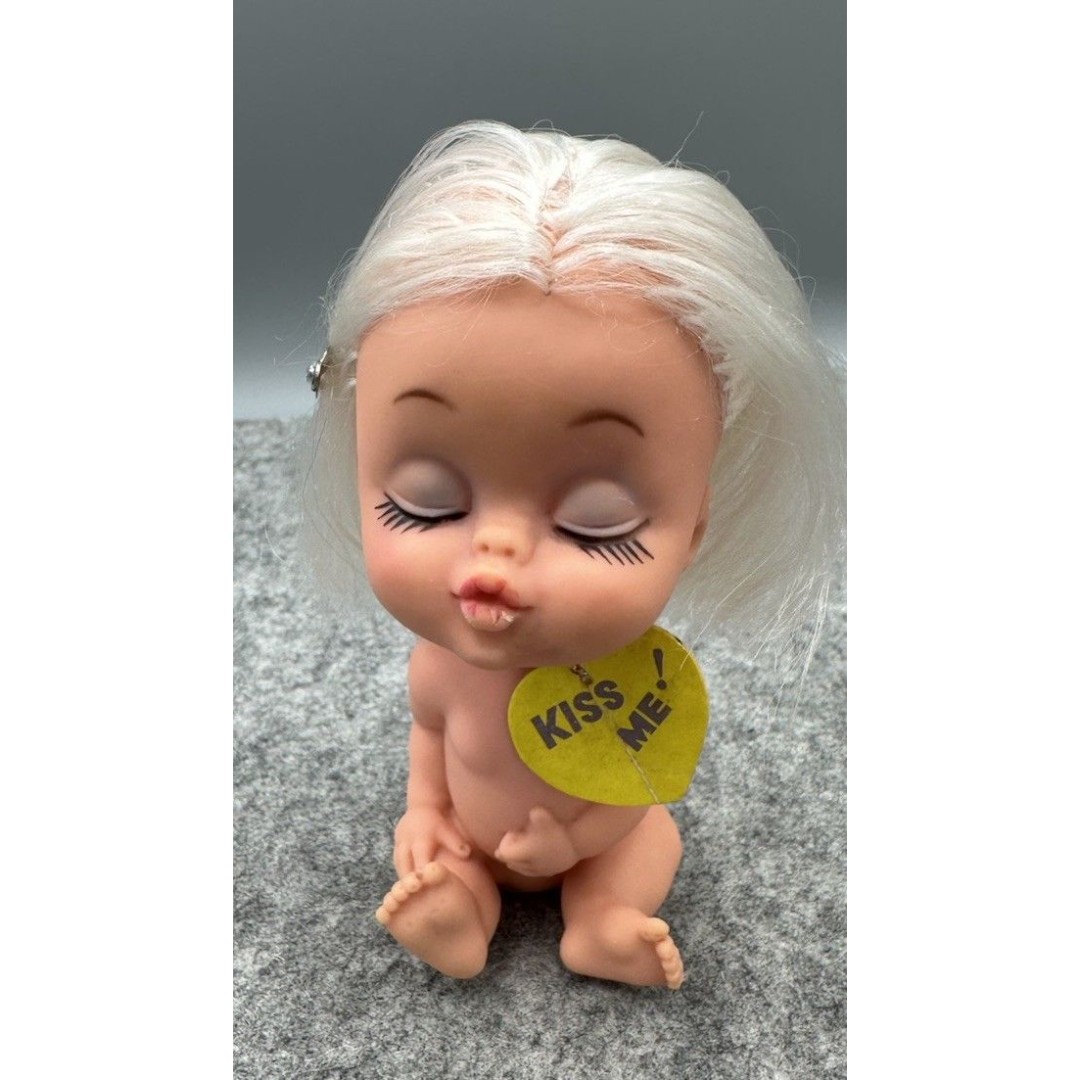 Rubber Girl KISS ME Doll Platinum Blonde Hair Taiwan Love Vintage Kitschy Rare