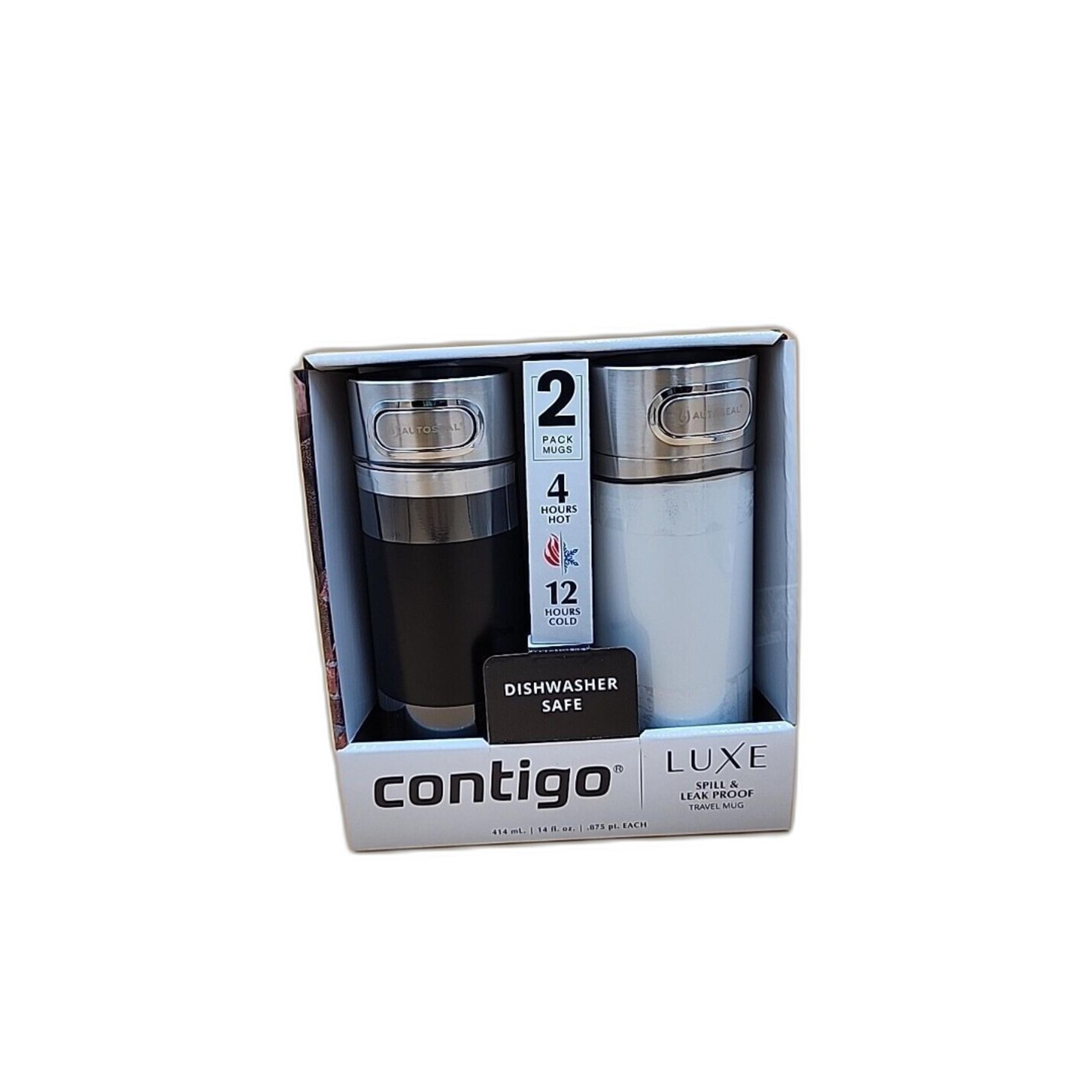 Contigo Luxe 14 oz Travel Mug, 2 pk Licorice and Frosted Pearl