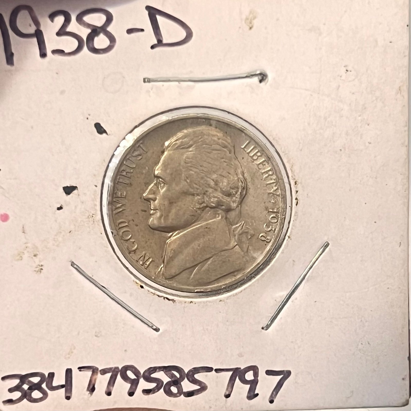 1938-D Jefferson nickel first year