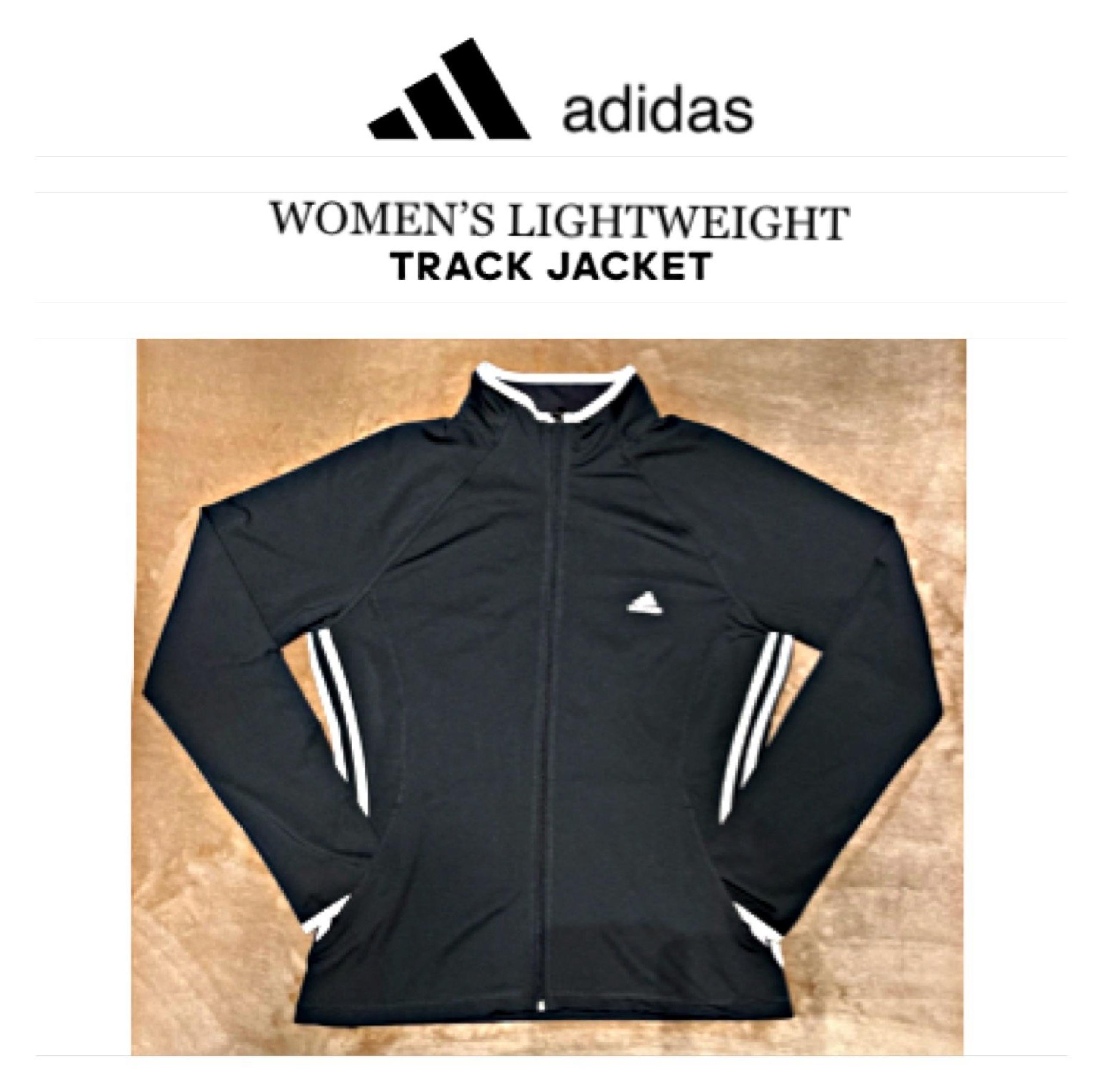 ADIDAS WOMEN’S LOGO TRACK JACKET L LIGHTWEIGHT THREE STRIPE FULL ZIP Black White