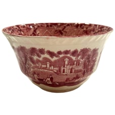 Vintage 1950's Mason's Pink/Red Vista Ironstone Transferware Waste Tea Bowl